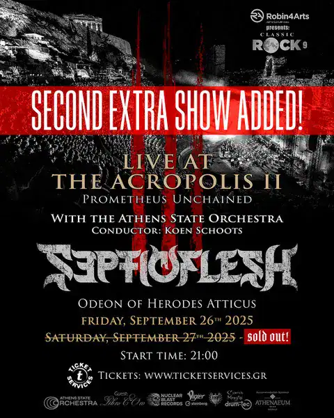 Read more about the article Οι SEPTICFLESH ανακοινώνουν δεύτερη συναυλία  του “Live At The Acropolis II – Prometheus Unchained”